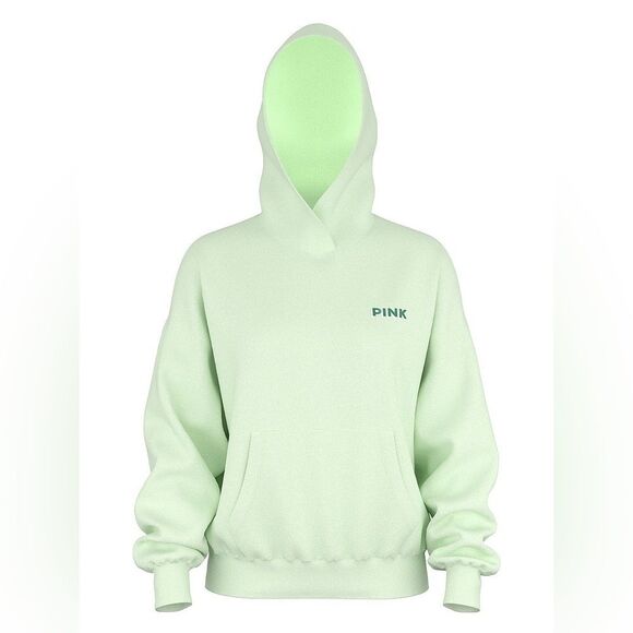 PINK Victoria's Secret Ivy Fleece Campus Hoodie Mint Aspen Ski Size Large - Picture 3 of 8